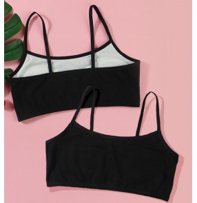 Girls kids latin ballroom latin ballet dance dresses black bra tops Breathable children stage performance modern dance underwear vest for kids 